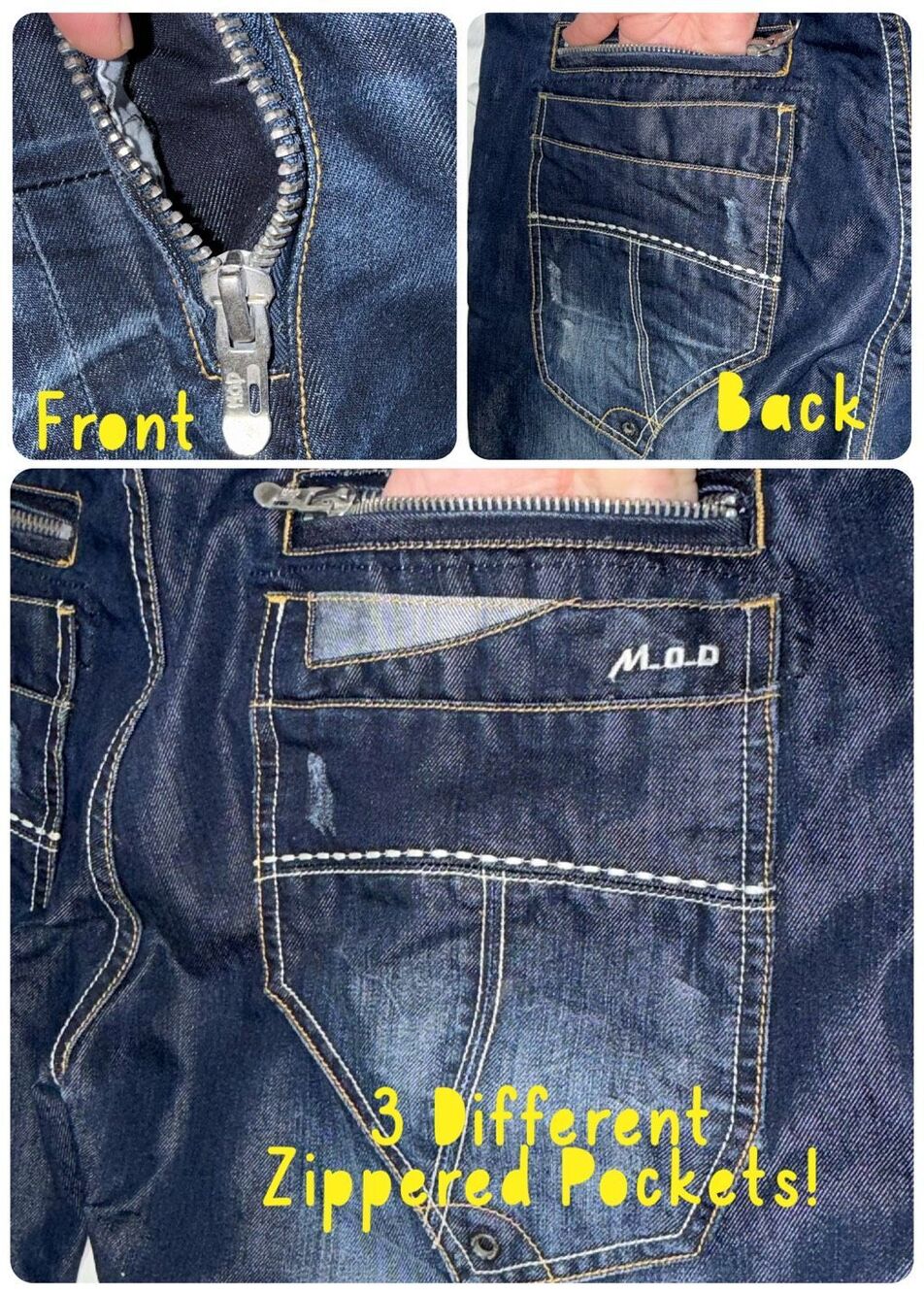 MOD Miracle Of Denim EUC Mens DANNY Dark Night Jean Grunge Skater Y2K Punk 40x34 - Picture 7 of 9